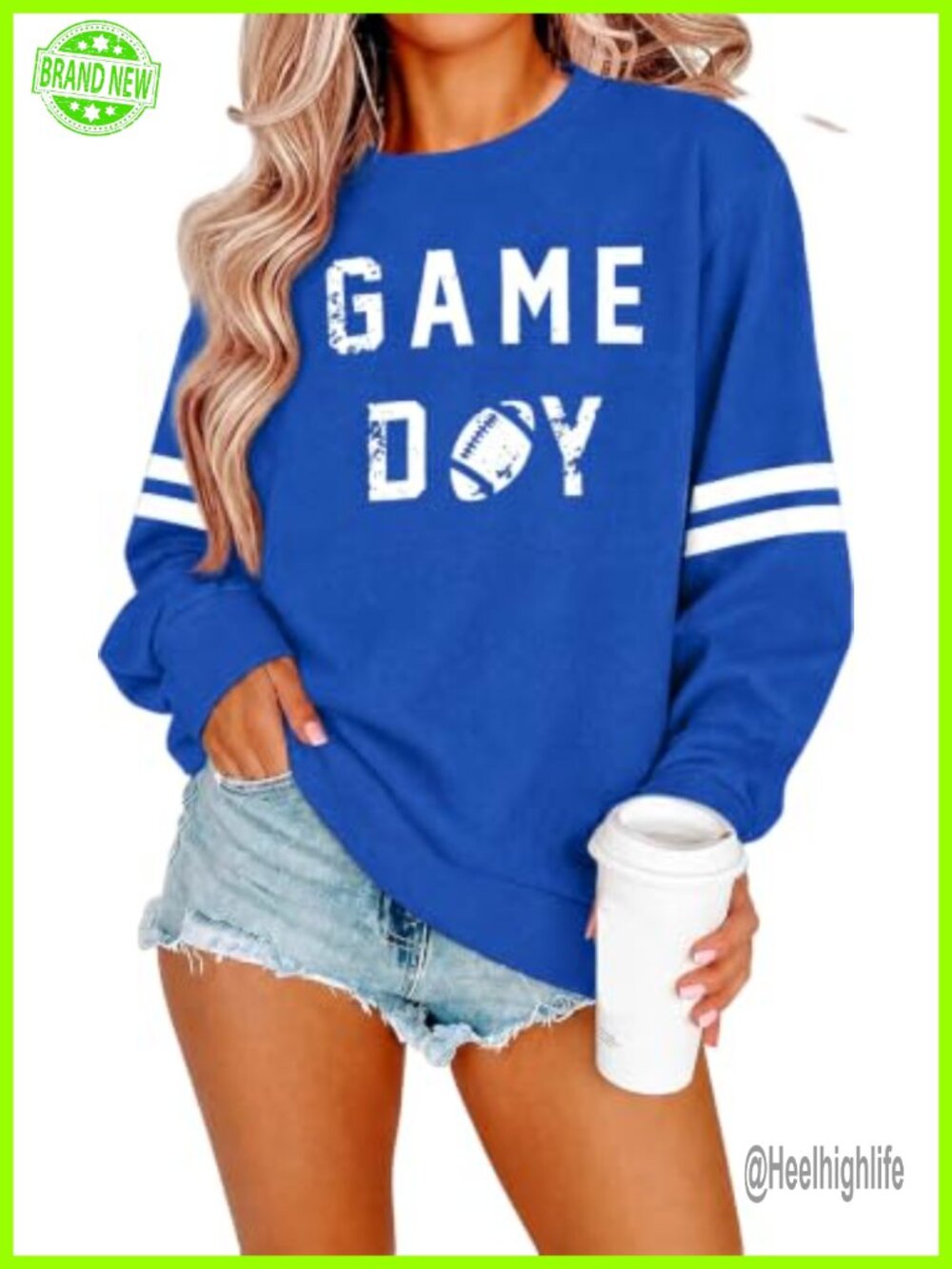 Vintage Football Sweatshirt Game Day Crewneck Pullover Cotton Blend